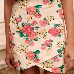 BESSIE SKIRT  Beige background floral print SEZANE SIZE 12 XL